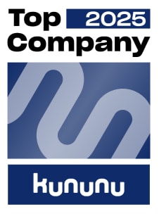 Kununu Top Company 2025 Award Siegel mit Schriftzug und grafischem Emblem.